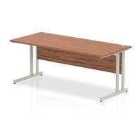 Impulse 1800 x 800mm Straight Office Desk Walnut Top Silver Cantilever Leg