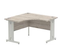 impulse corner computer desk in grey and silver managed leg