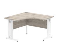 impulse corner computer desk in grey and white managed leg