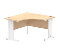 impulse corner computer desk in maple and white managed leg