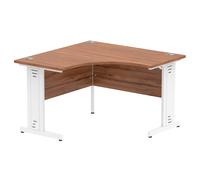 impulse corner computer desk in walnut and white managed leg