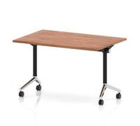 Impulse + Flip Top 1200mm Rectangular Table Chrome Foot Walnut Top