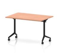 Impulse + Flip Top 1200mm Rectangular Table With Black Foot Beech Top