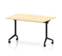 Impulse + Flip Top 1200mm Rectangular Table With Black Foot Maple Top