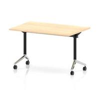 Impulse + Flip Top 1200mm Rectangular Table With Chrome Foot Maple Top