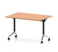 Impulse + Flip Top 1200mm Rectangular Table With Chrome Foot Oak Top