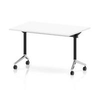 Impulse + Flip Top 1200mm Rectangular Table With Chrome Foot White Top