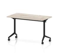 Impulse + Flip Top 1200x600 Slimline Table With Black Foot Grey Oak