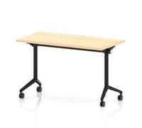 Impulse + Flip Top 1200x600 Slimline Table With Black Foot Maple
