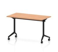 Impulse + Flip Top 1200x600 Slimline Table With Black Foot Oak