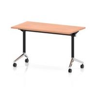 Impulse + Flip Top 1200x600 Slimline Table With Chrome Foot Beech Top