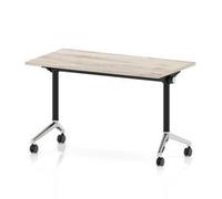 Impulse + Flip Top 1200x600 Slimline Table With Chrome Foot Grey Oak