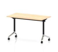 Impulse + Flip Top 1200x600 Slimline Table With Chrome Foot Maple