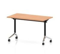 Impulse + Flip Top 1200x600 Slimline Table With Chrome Foot Oak