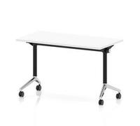 Impulse + Flip Top 1200x600 Slimline Table With Chrome Foot White Top