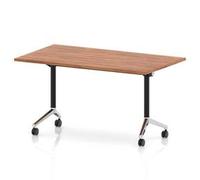 Impulse + Flip Top 1400mm Rectangular Table Chrome Foot Walnut Top