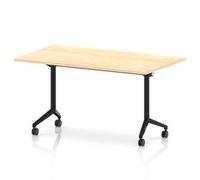 Impulse + Flip Top 1400mm Rectangular Table With Black Foot Maple Top