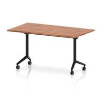 Impulse + Flip Top 1400mm Rectangular Table With Black Foot Walnut Top