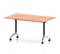 Impulse + Flip Top 1400mm Rectangular Table With Chrome Foot Beech Top