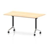 Impulse + Flip Top 1400mm Rectangular Table With Chrome Foot Maple Top