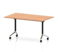 Impulse + Flip Top 1400mm Rectangular Table With Chrome Foot Oak Top