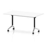 Impulse + Flip Top 1400mm Rectangular Table With Chrome Foot White Top