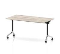 Impulse + Flip Top 1600mm Rectangular Table Chrome Foot Grey Oak Top