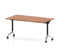 Impulse + Flip Top 1600mm Rectangular Table Chrome Foot Walnut Top