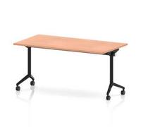 Impulse + Flip Top 1600mm Rectangular Table With Black Foot Beech Top