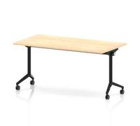 Impulse + Flip Top 1600mm Rectangular Table With Black Foot Maple Top