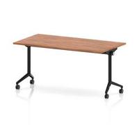 Impulse + Flip Top 1600mm Rectangular Table With Black Foot Walnut Top