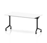 Impulse + Flip Top 1600mm Rectangular Table With Black Foot White Top