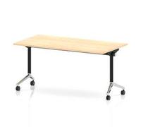 Impulse + Flip Top 1600mm Rectangular Table With Chrome Foot Maple Top