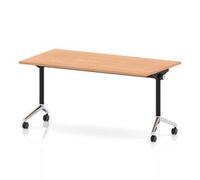 Impulse + Flip Top 1600mm Rectangular Table With Chrome Foot Oak Top