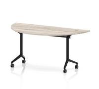 Impulse + Flip Top 1600mm Semi-Circle Table Black Foot Grey Oak Top