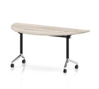 Impulse + Flip Top 1600mm Semi-Circle Table Chrome Foot Grey Oak Top