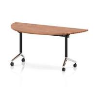 Impulse + Flip Top 1600mm Semi-Circle Table Chrome Foot Walnut Top