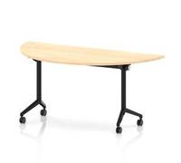 Impulse + Flip Top 1600mm Semi-Circle Table With Black Foot Maple Top