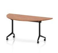 Impulse + Flip Top 1600mm Semi-Circle Table With Black Foot Walnut Top