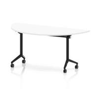 Impulse + Flip Top 1600mm Semi-Circle Table With Black Foot White Top
