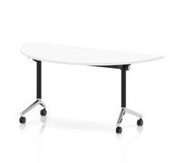 Impulse + Flip Top 1600mm Semi-Circle Table With Chrome Foot White Top