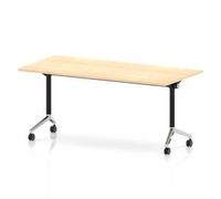 Impulse + Flip Top 1800mm Rectangular Table With Chrome Foot Maple Top