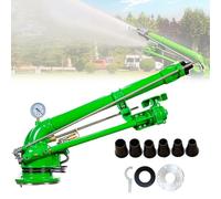 Impulse Garden Sprinkler, 2" Big Rain Gun Sprinkler, with Pressure Gauge, 360° Large-Area Watering Spray, with Replacement Nozzle, for Agriculture Lawn