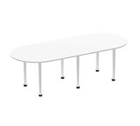 Impulse 2400mm Boardroom Table White Top Silver Post Leg