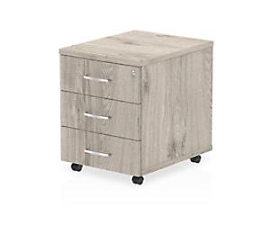 Impulse Mobile Pedestal 3 Drawer Grey Oak