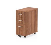 Impulse Narrow Under Desk Pedestal 3 Drawer Walnut - I001652