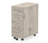 impulse narrow wooden 3 drawers office pedestal in grey oak