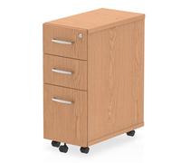 impulse narrow wooden 3 drawers office pedestal in oak