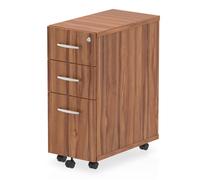impulse narrow wooden 3 drawers office pedestal in walnut