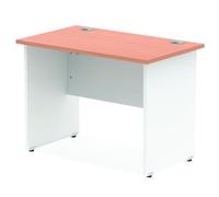 Impulse Panel End 1000/600 Rectangle Desk Beech Top White - TT000081